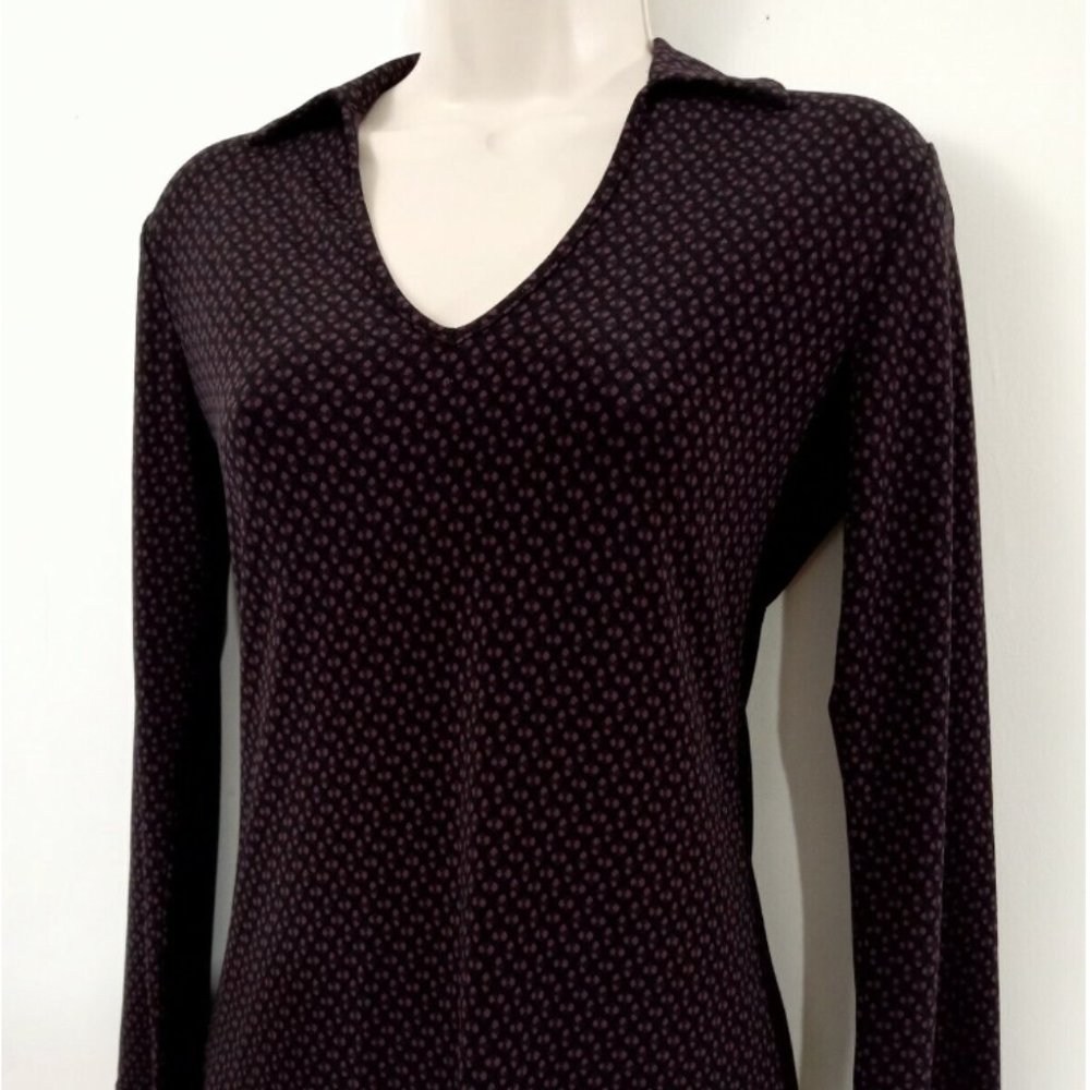 New York & Co. Women's Black/Purple Blouse with collar Size Medium RN #54867